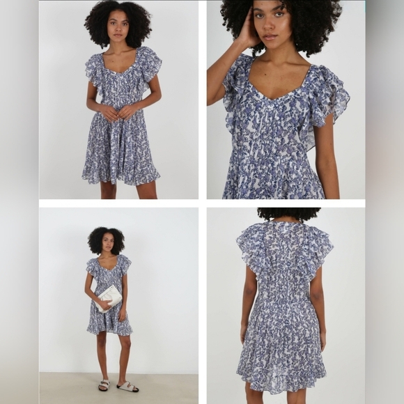 🇨🇵 Isabel Marant Etoile White & Blue Godrana Mini Dress - Picture 14 of 16